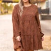 Let's Keep In Touch Dress, Rust -Chic Soul Store Let sKeepInTouchDress Rust 4044