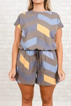 Life Changing Romper, Gray-Blue -Chic Soul Store LifeChangingRomper Gray Blue 2