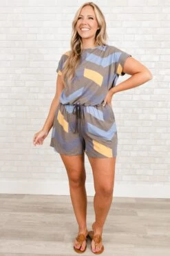 Life Changing Romper, Gray-Blue -Chic Soul Store LifeChangingRomper Gray Blue 4