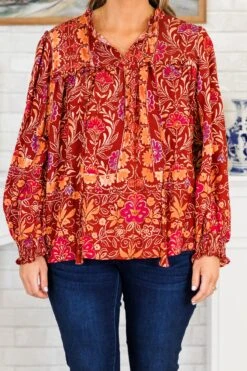 Life On The Ranch Top, Red Multi 14 Life On The Ranch Top, Red Multi -Chic Soul Store LifeOnTheRanchTop RedMulti 3