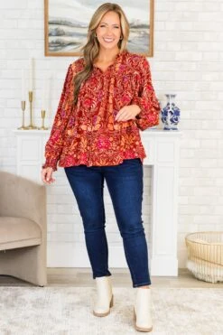 Life On The Ranch Top, Red Multi 11 Life On The Ranch Top, Red Multi -Chic Soul Store LifeOnTheRanchTop RedMulti 5