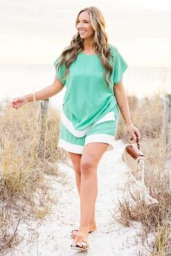 Limitless Time Shorts, Aqua 12 Limitless Time Shorts, Aqua -Chic Soul Store LimitlessTimeTop Aqua 10