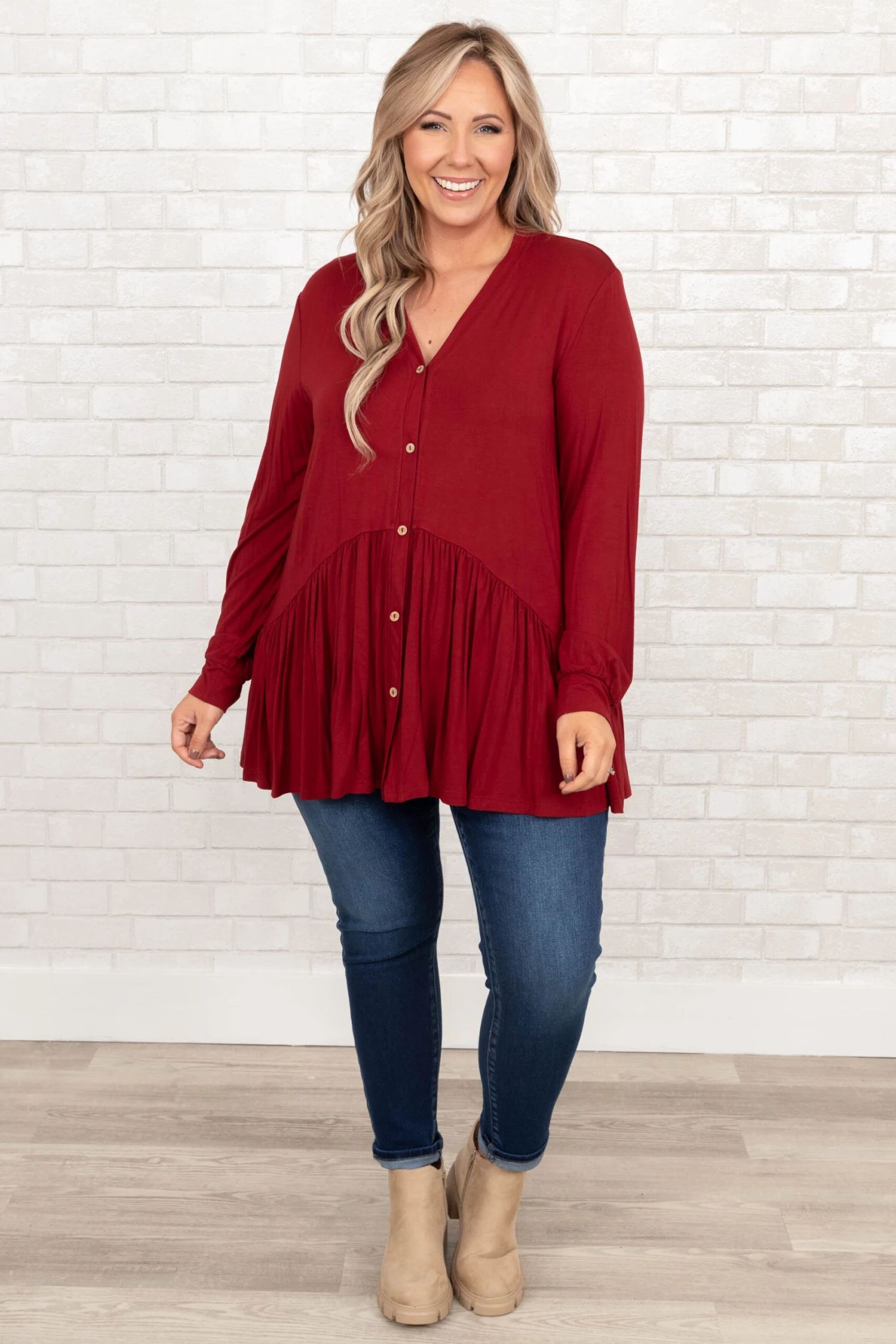 Lively Experiences Tunic, Burgundy 4 Lively Experiences Tunic, Burgundy - Image 2