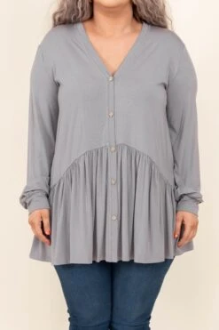Lively Experiences Tunic, Gray -Chic Soul Store LivelyExperiencesTunic Gray 1333