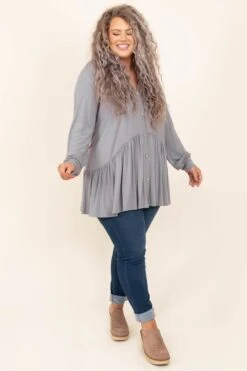 Lively Experiences Tunic, Gray -Chic Soul Store LivelyExperiencesTunic Gray 2