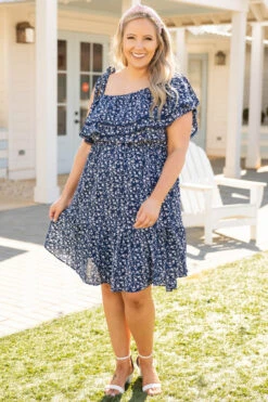 Living In The Hills Dress, Navy -Chic Soul Store LivingIntheHillsDress Navy 9244