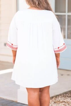 Living My Way Dress, Ivory-Tomato Red -Chic Soul Store LivingMyWayDress Ivory TomatoRed 2