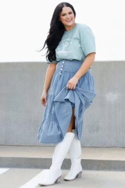 Living On My Mind Skirt, Blue 9 Living On My Mind Skirt, Blue -Chic Soul Store LivingOnMyMindSkirt Blue 4