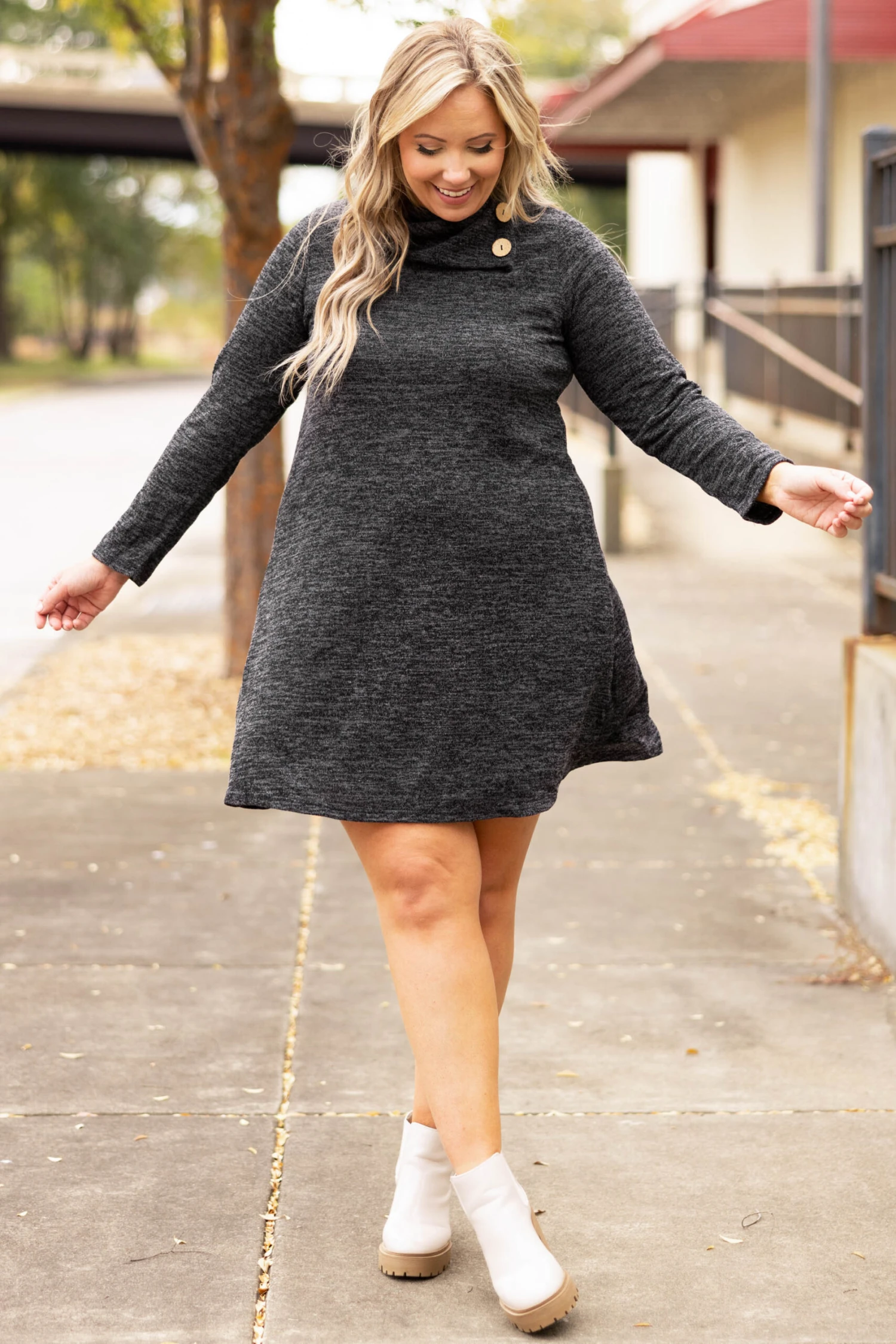 Lose My Breath Dress, Heather Black 5 Lose My Breath Dress, Heather Black - Image 3