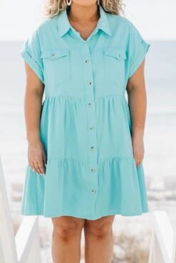 Lost In A Daze Dress, Turquoise -Chic Soul Store LostInADazeDress Turquoise 2
