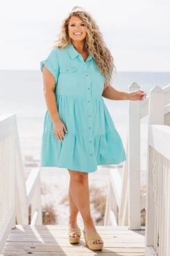 Lost In A Daze Dress, Turquoise -Chic Soul Store LostInADazeDress Turquoise 3