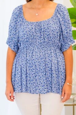 Love In Paris Top, Blue -Chic Soul Store LoveInParisTop Blue 2