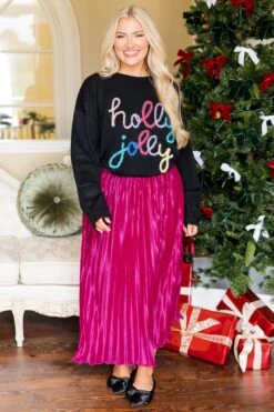 Love Like Ours Midi Skirt, Magenta -Chic Soul Store LoveLikeOursMaxiSkirt Magenta 4 2