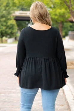 Maine Waters Top, Black -Chic Soul Store MaineWatersTop Black 4533