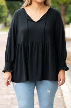 Maine Waters Top, Black -Chic Soul Store MaineWatersTop Black 4534