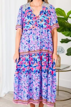 Make Me Laugh Dress, Periwinkle Mix 14 Make Me Laugh Dress, Periwinkle Mix -Chic Soul Store MakeMeLaughDress Periwinkle 2