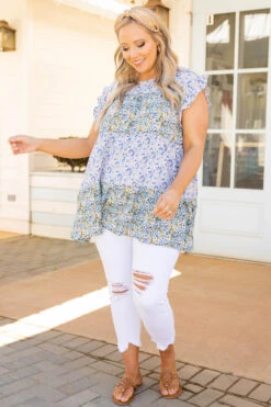 Making Plans For Me Top, Blue -Chic Soul Store MakingPlansForMeTop Blue 8769