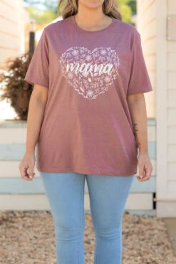 Mama's Love Tee, Heather Mauve -Chic Soul Store Mama sLoveTee HeatherMauve 3
