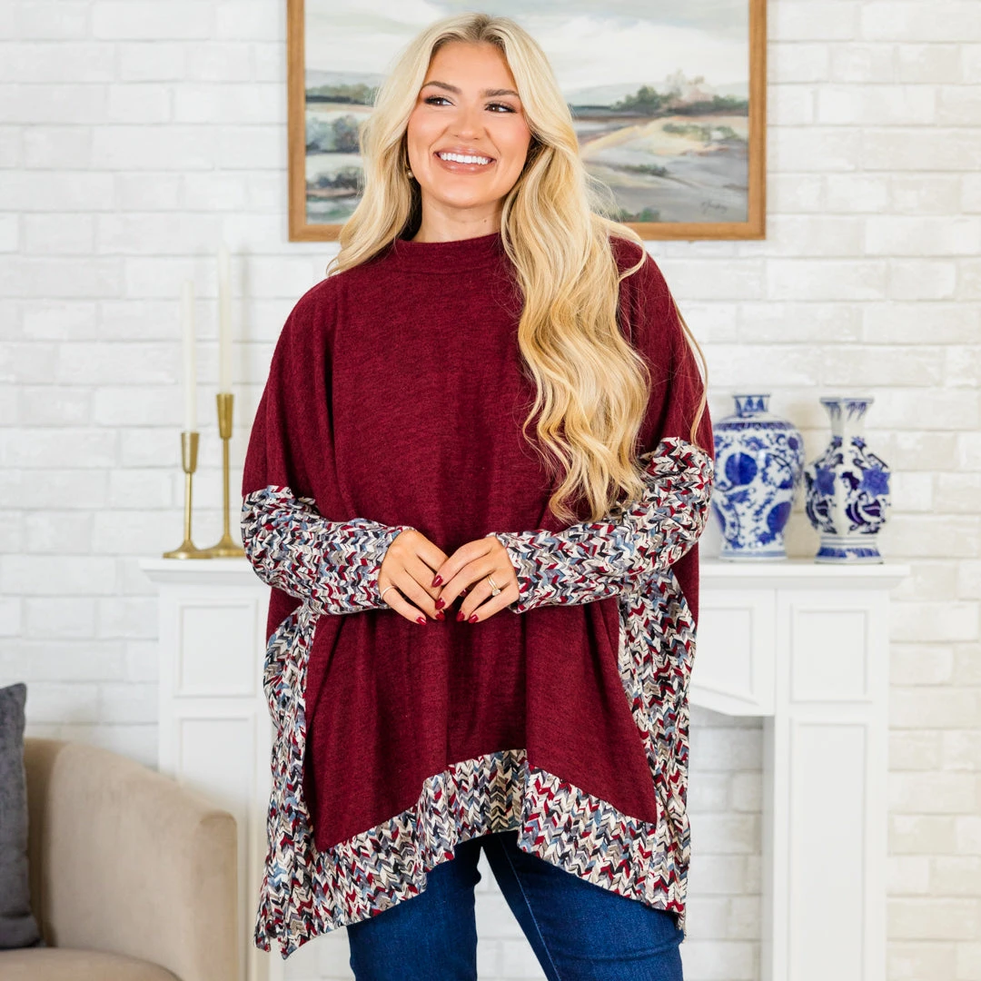 Meet Me At The Cabin Tunic, Burgundy 3 Meet Me At The Cabin Tunic, Burgundy