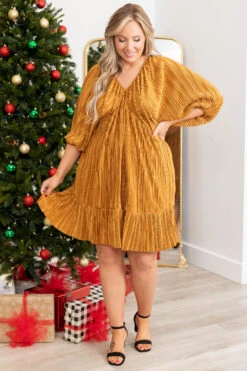 Midas Touch Dress, Gold -Chic Soul Store MidasTouchDress Gold 1118
