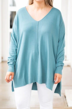Miss Who I Was Sweater, Dusty Teal -Chic Soul Store MissWhoIWasSweater DustyTeal 0078