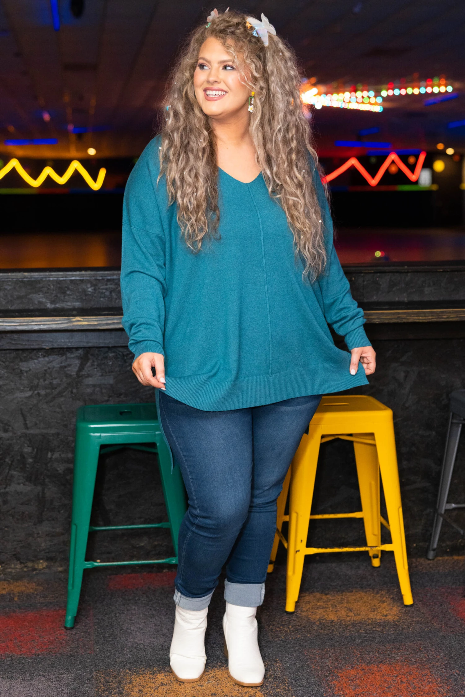 Miss Who I Was Sweater, Heather Teal 4 Miss Who I Was Sweater, Heather Teal - Image 2