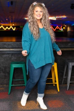 Miss Who I Was Sweater, Heather Teal 10 Miss Who I Was Sweater, Heather Teal -Chic Soul Store MissWhoIWasSweater HeatherTeal 9221