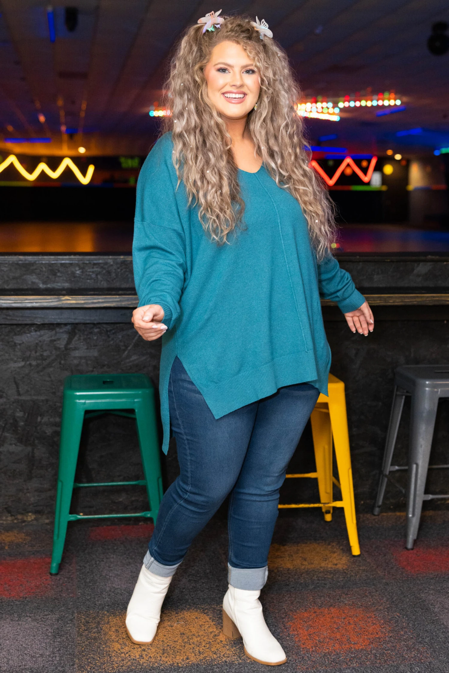 Miss Who I Was Sweater, Heather Teal 5 Miss Who I Was Sweater, Heather Teal - Image 3