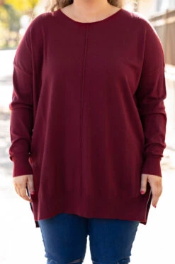 Miss Who You Were Sweater, Dark Burgundy -Chic Soul Store MissWhoYouWereSweater DarkBurgundy 2
