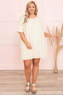 Model Look Dress, Light Cream -Chic Soul Store ModelLookDress LightCream 8597