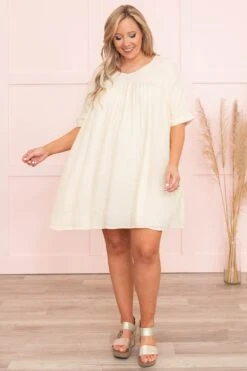 Model Look Dress, Light Cream -Chic Soul Store ModelLookDress LightCream 8598