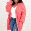 More Than Me Cardigan, Coral -Chic Soul Store MoreThanMeCardigan Coral 0117