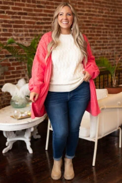 More Than Me Cardigan, Coral -Chic Soul Store MoreThanMeCardigan Coral 0737