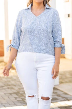 Morning Dew Top, Misty Blue -Chic Soul Store MorningDewTop MistyBlue 8906