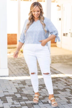 Morning Dew Top, Misty Blue -Chic Soul Store MorningDewTop MistyBlue 8909