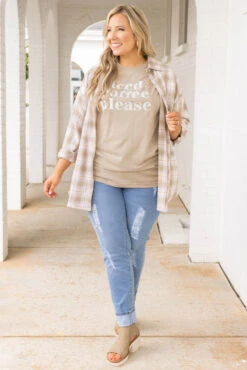 Mountain Wildflower Shirt Jacket, Tan -Chic Soul Store MountainWildflowerShirtJacket Tan 7345