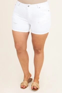 My Day Shine Shorts, White -Chic Soul Store MyDayShineShorts White