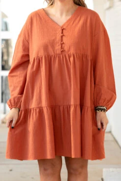 My Heart Goes On Dress, Orange -Chic Soul Store MyHeartGoesOnDress Orange 2183