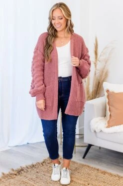 My Kinda Happy Cardigan, Mauve -Chic Soul Store MyKindaHappyCardigan Mauve 6