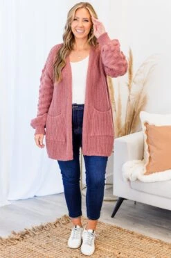 My Kinda Happy Cardigan, Mauve -Chic Soul Store MyKindaHappyCardigan Mauve 7