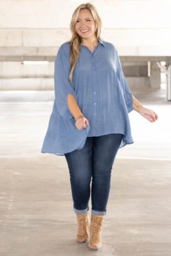My Treat Tunic, Denim Blue -Chic Soul Store MyTreatTunic DenimBlue 2281
