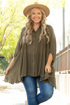 My Treat Tunic, Olive-Brown