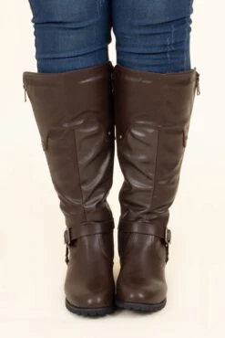 Nashville Smile Wide Calf Boots, Brown -Chic Soul Store NashvilleSmileWideCalfBoots Brown 3