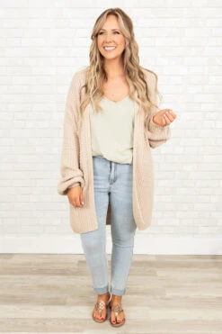 Need A Million Reasons Cardigan, Taupe -Chic Soul Store NeedAMillionReasonsCardigan Taupe 9693