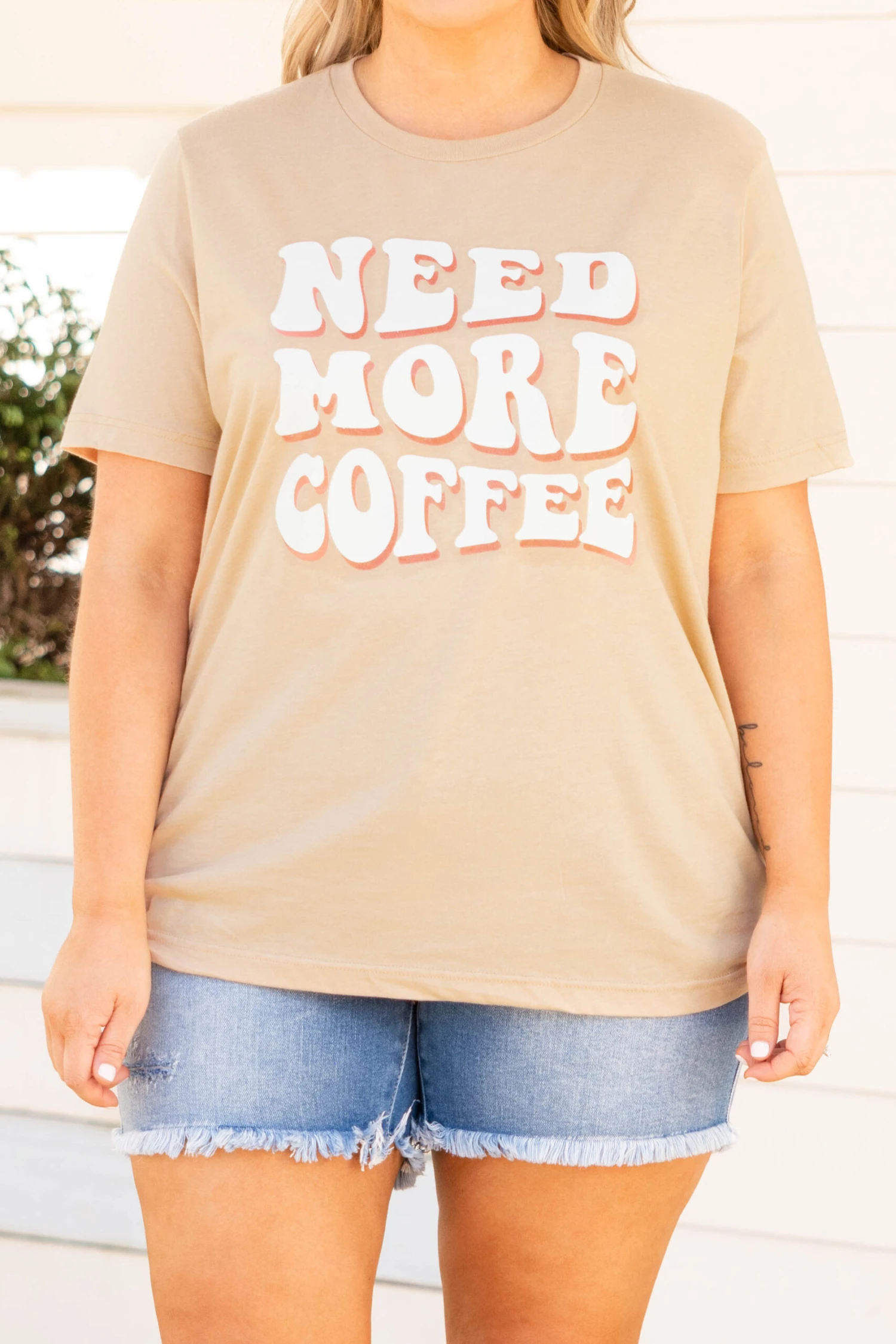 Need More Coffee Tee, Heather Sand Dune 6 Need More Coffee Tee, Heather Sand Dune - Image 4