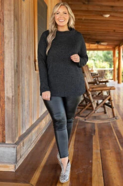 Never Leave Top, Charcoal Gray -Chic Soul Store NeverLeaveTop CharcoalGray 6791