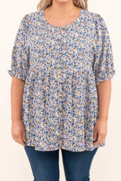 New To This Top, Blue Multi -Chic Soul Store NewToThisTop BlueMulti 4437