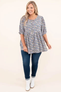 New To This Top, Blue Multi -Chic Soul Store NewToThisTop BlueMulti 4439