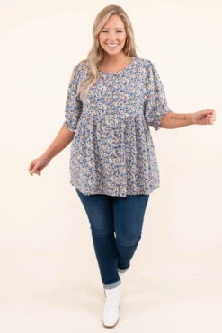 New To This Top, Blue Multi -Chic Soul Store NewToThisTop BlueMulti 4440
