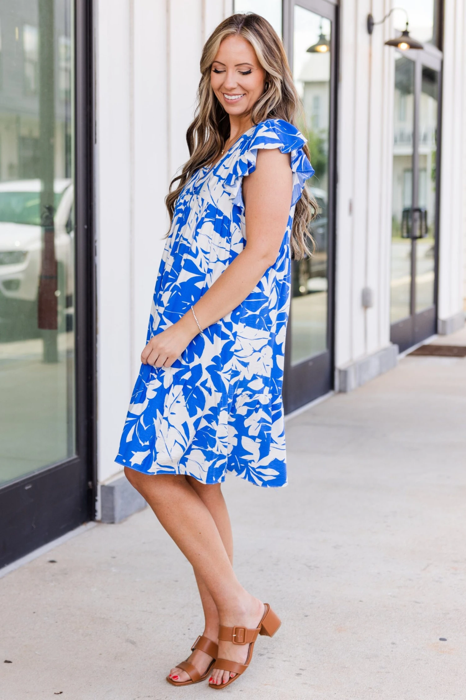 Next Big Move Dress, Royal-Off White 6 Next Big Move Dress, Royal-Off White - Image 4